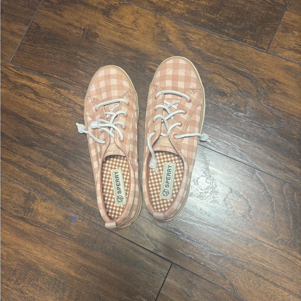 Sperry Women's Pink Checkered Sneakers - Picture 3 of 6